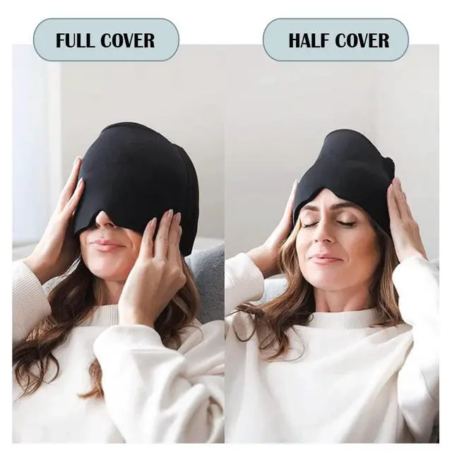 Alt view image 4 of 7 - Men Women Sleep Eye Mask Cooling Head Wrap for Sleeping, Micro Weighted Eyeshade Elastic Blackout Eye Cover Reusable Eye Blindfold Travel Eyeshade with Cooling/Heated Gel Pad