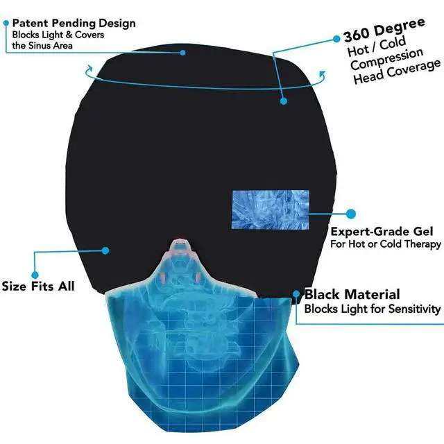 Alt view image 6 of 7 - Men Women Sleep Eye Mask Cooling Head Wrap for Sleeping, Micro Weighted Eyeshade Elastic Blackout Eye Cover Reusable Eye Blindfold Travel Eyeshade with Cooling/Heated Gel Pad