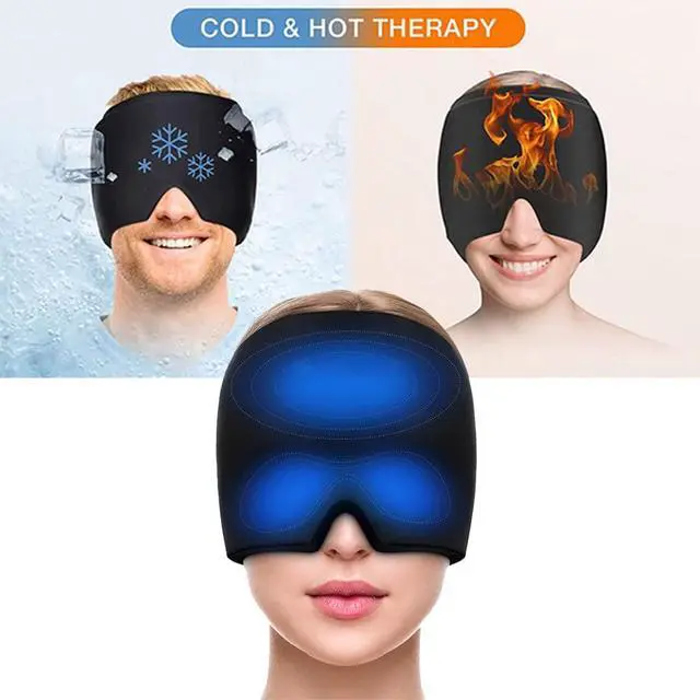 Alt view image 5 of 7 - Men Women Sleep Eye Mask Cooling Head Wrap for Sleeping, Micro Weighted Eyeshade Elastic Blackout Eye Cover Reusable Eye Blindfold Travel Eyeshade with Cooling/Heated Gel Pad