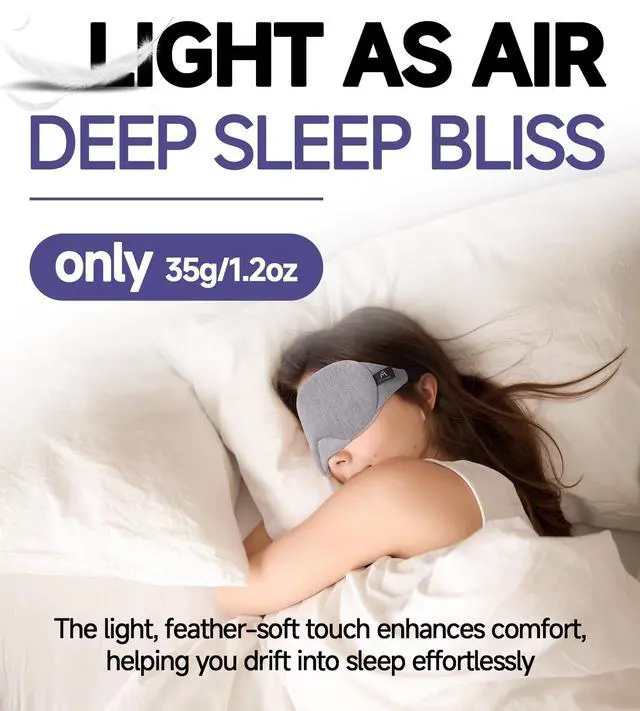 Alt view image 3 of 7 - Cotton Sleep Eye Mask, Light Blocking with Adjustable Nose Bridge