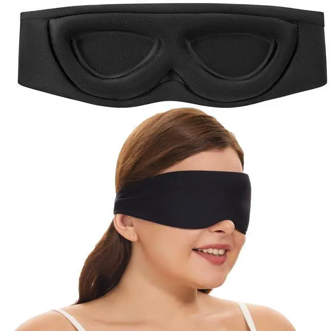 Main image of Sleep Mask for Side Sleepers Patented Design, Cup-Shaped and Extra-Soft, 100 Blackout Eye Mask Shades Cover for Men and Women Home or Travel, Machine Washable, Black