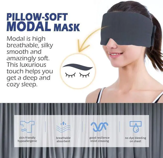 Alt view image 2 of 7 - Full Coverage Sleep Mask for Sleeping, Light Blocking Eye Mask