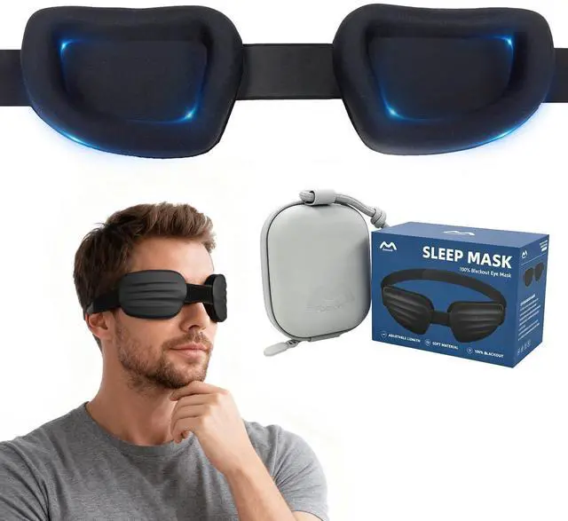 Main image of Sleep Eye Mask for Sleeping, 100% Blackout Eye Mask for Women & Men, 3D Contoured Zero Pressure Design, Adjustable Soft Blindfold, Eyelash Friendly Sleep Mask for Travel, Nap & Night Sleep