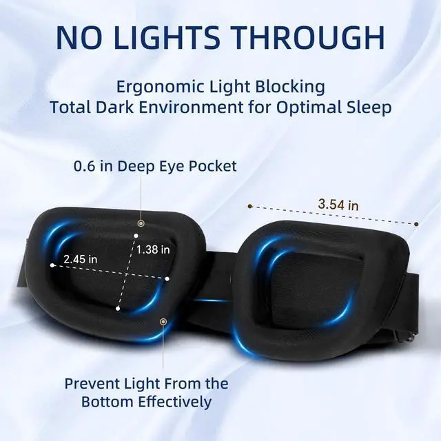 Alt view image 2 of 7 - Sleep Eye Mask for Sleeping, 100% Blackout Eye Mask for Women & Men, 3D Contoured Zero Pressure Design, Adjustable Soft Blindfold, Eyelash Friendly Sleep Mask for Travel, Nap & Night Sleep
