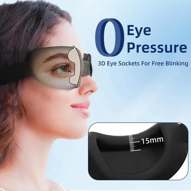 Alt view image 3 of 7 - Sleep Eye Mask for Sleeping, 100% Blackout Eye Mask for Women & Men, 3D Contoured Zero Pressure Design, Adjustable Soft Blindfold, Eyelash Friendly Sleep Mask for Travel, Nap & Night Sleep