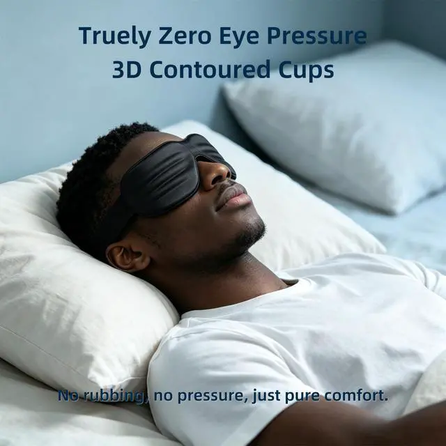 Alt view image 4 of 7 - Sleep Eye Mask for Sleeping, 100% Blackout Eye Mask for Women & Men, 3D Contoured Zero Pressure Design, Adjustable Soft Blindfold, Eyelash Friendly Sleep Mask for Travel, Nap & Night Sleep