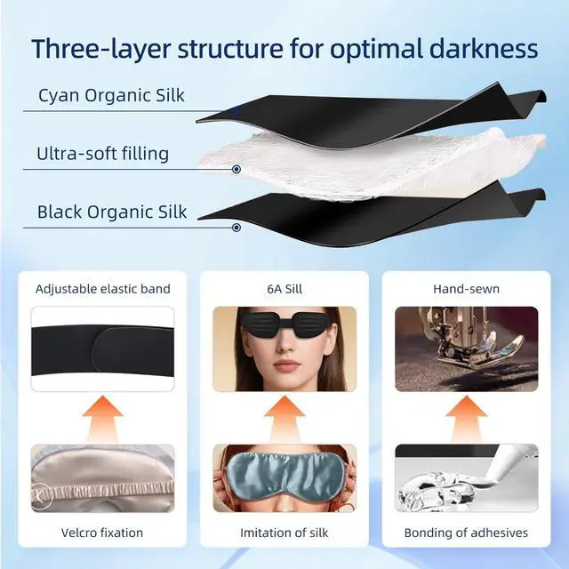 Alt view image 6 of 7 - Sleep Eye Mask for Sleeping, 100% Blackout Eye Mask for Women & Men, 3D Contoured Zero Pressure Design, Adjustable Soft Blindfold, Eyelash Friendly Sleep Mask for Travel, Nap & Night Sleep