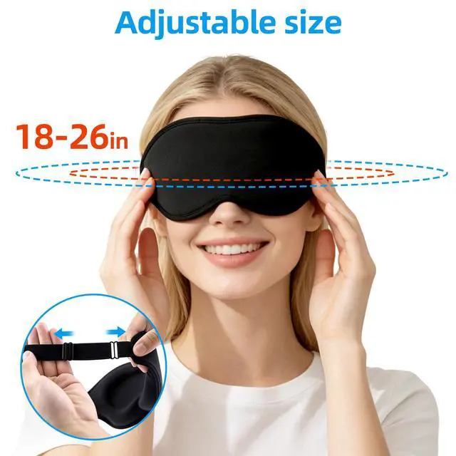Alt view image 4 of 7 - Weighted Sleep Mask for Sleeping-100% Blackout 3D Eye Mask Cover for Women & Men-Gentle Pressure for Lash Extensions-Zero Pressure Comfort Adjustable Strap-Travel, Meditation-(Black)