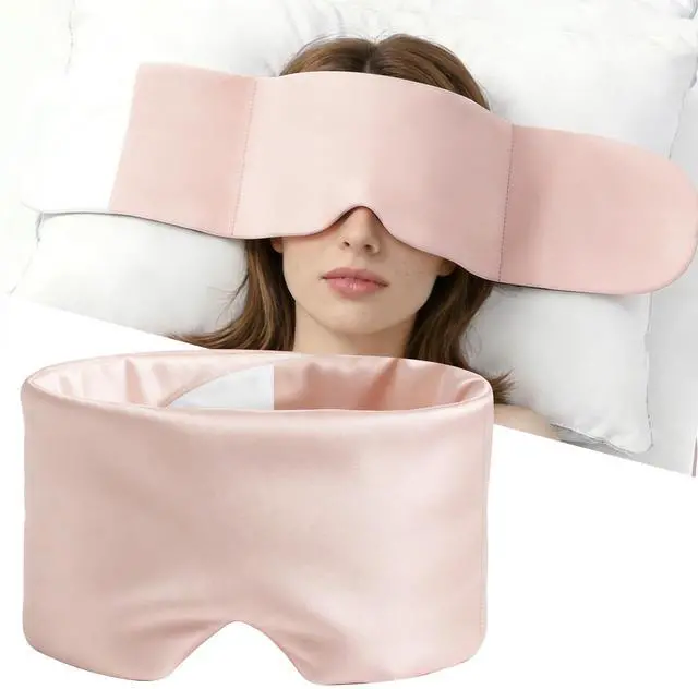 Main image of Weighted Sleep Mask for Side Sleepers, 100% Blackout Eye Mask for Sleeping with Adjustable Strap, Dual-Sided Cooling Silk & Warm Cotton Blindfold, Zero Pressure Eye Cover for Travel, Nap & Yoga