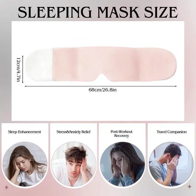 Alt view image 2 of 7 - Weighted Sleep Mask for Side Sleepers, 100% Blackout Eye Mask for Sleeping with Adjustable Strap, Dual-Sided Cooling Silk & Warm Cotton Blindfold, Zero Pressure Eye Cover for Travel, Nap & Yoga