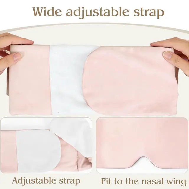 Alt view image 6 of 7 - Weighted Sleep Mask for Side Sleepers, 100% Blackout Eye Mask for Sleeping with Adjustable Strap, Dual-Sided Cooling Silk & Warm Cotton Blindfold, Zero Pressure Eye Cover for Travel, Nap & Yoga