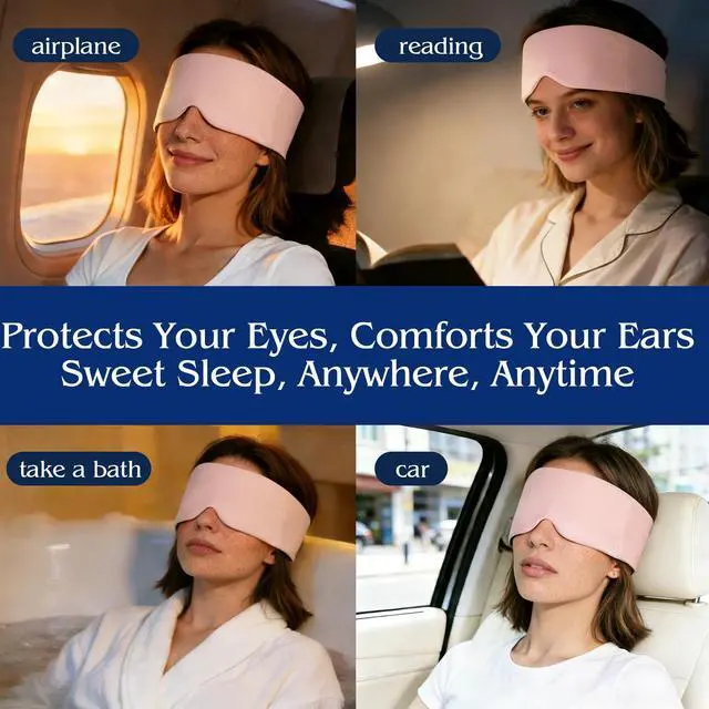 Alt view image 7 of 7 - Weighted Sleep Mask for Side Sleepers, 100% Blackout Eye Mask for Sleeping with Adjustable Strap, Dual-Sided Cooling Silk & Warm Cotton Blindfold, Zero Pressure Eye Cover for Travel, Nap & Yoga