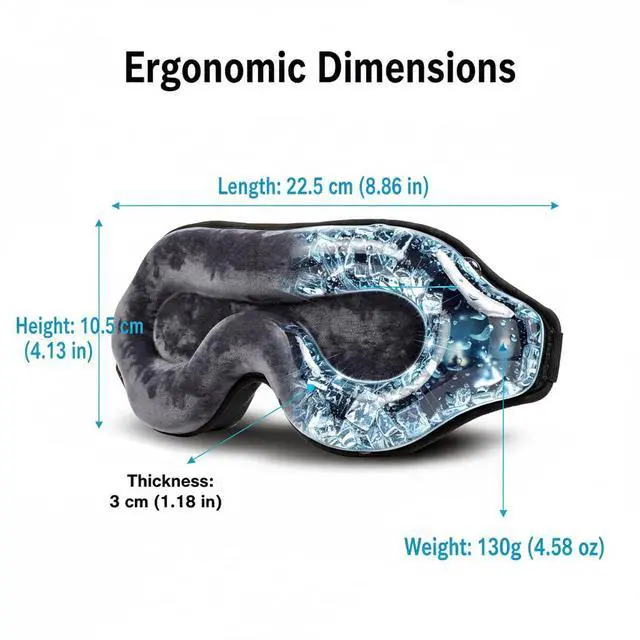 Alt view image 4 of 7 - 3D Zero-Pressure Sleep Mask with Cooling Gel | 100% Blackout Eye Cover for Puffy Eyes, Migraines & Dry Eyes | Hot & Cold Therapy for Deep Sleep & Relaxation