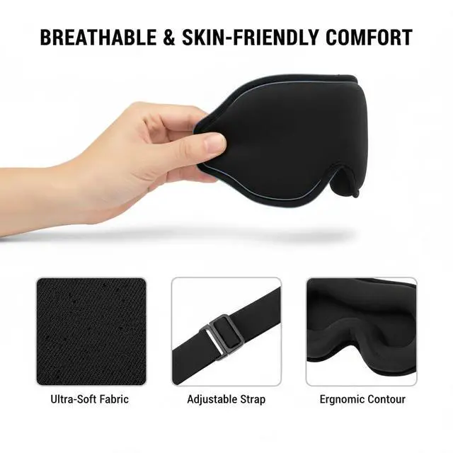 Alt view image 6 of 7 - 3D Zero-Pressure Sleep Mask with Cooling Gel | 100% Blackout Eye Cover for Puffy Eyes, Migraines & Dry Eyes | Hot & Cold Therapy for Deep Sleep & Relaxation
