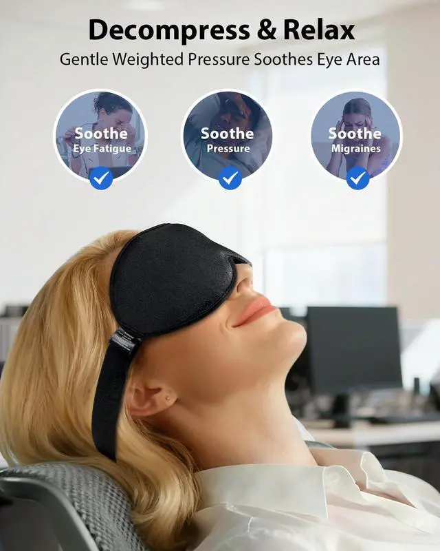 Alt view image 3 of 7 - 2 Packs Weighted Sleep Mask, 100% Blackout Blindfold for Sleeping