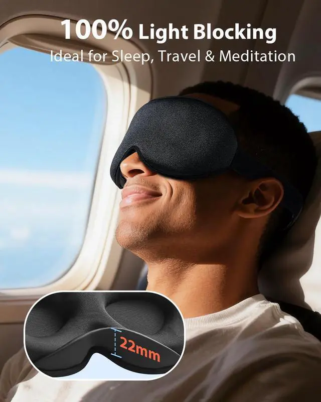 Alt view image 4 of 7 - 2 Packs Weighted Sleep Mask, 100% Blackout Blindfold for Sleeping