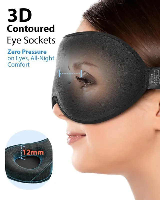 Alt view image 5 of 7 - 2 Packs Weighted Sleep Mask, 100% Blackout Blindfold for Sleeping