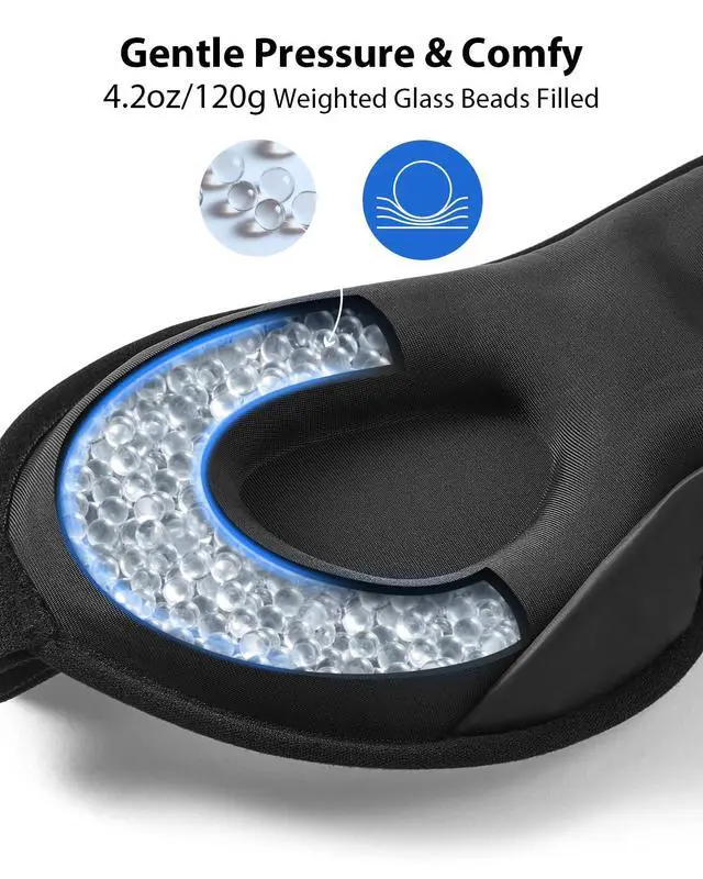 Alt view image 6 of 7 - 2 Packs Weighted Sleep Mask, 100% Blackout Blindfold for Sleeping