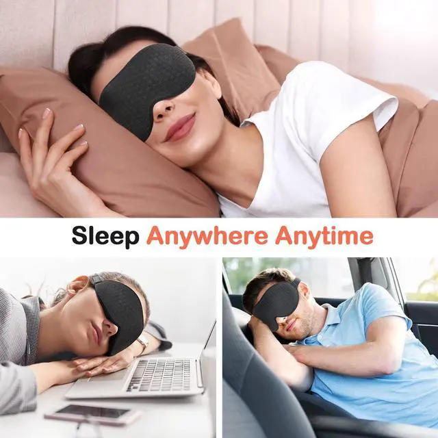 Alt view image 7 of 7 - Sleep Mask for Side Sleeper, Eye Mask Sleeping Women Men, 100% Light Blocking 3D Contoured Cup Sleeping Mask Soft No Eye Pressure Cover Blindfold Night Shade for Travel Nap Yoga, Black