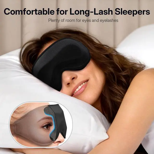 Alt view image 2 of 7 - Sleep Mask for Lash Extension, Blackout Sleeping Mask for Women Men
