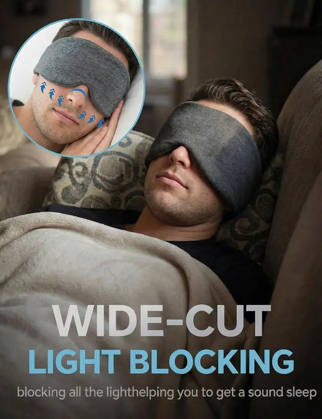 Alt view image 5 of 7 - Sleep Mask for Women and Men, Soft Modal Blackout Eye Mask with Ear Coverage, Zero Pressure Blindfold for Side Sleepers, Adjustable Strap, Travel Essentials