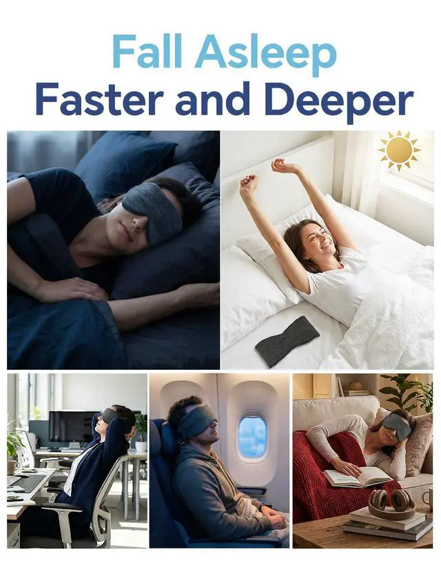 Alt view image 6 of 7 - Sleep Mask for Women and Men, Soft Modal Blackout Eye Mask with Ear Coverage, Zero Pressure Blindfold for Side Sleepers, Adjustable Strap, Travel Essentials