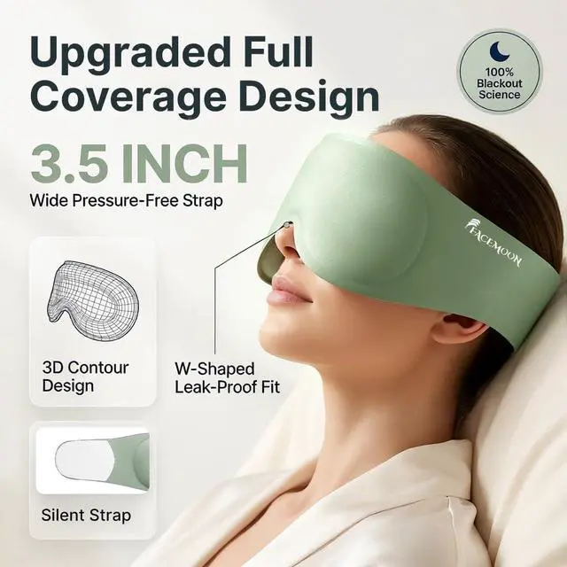 Alt view image 3 of 7 - 100% Blackout Weighted Sleep Mask: 3D Contoured Eye Mask with Full Coverage for Lash Extension - Soft Memory Foam,Adjustable Size - Eye Cover for Airplane Travel Essential,Meditation Blindfold