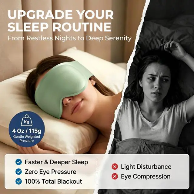 Alt view image 5 of 7 - 100% Blackout Weighted Sleep Mask: 3D Contoured Eye Mask with Full Coverage for Lash Extension - Soft Memory Foam,Adjustable Size - Eye Cover for Airplane Travel Essential,Meditation Blindfold
