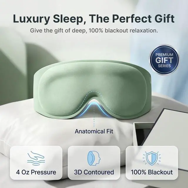 Alt view image 6 of 7 - 100% Blackout Weighted Sleep Mask: 3D Contoured Eye Mask with Full Coverage for Lash Extension - Soft Memory Foam,Adjustable Size - Eye Cover for Airplane Travel Essential,Meditation Blindfold