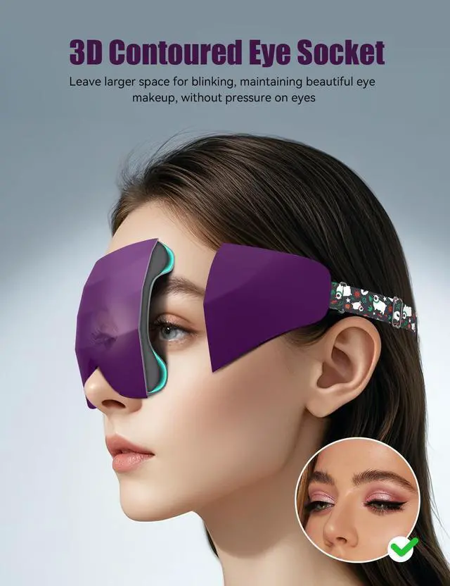 Alt view image 2 of 7 - Sleep Mask for Side Sleeper Women Men, EVA BELLE Eye Mask for Sleeping Light Blocking, 3D Sleeping Mask Blackout, Soft Breathable Eye Shade Cover with Adjustable Elastic Strap for Travel Home Nap Rest