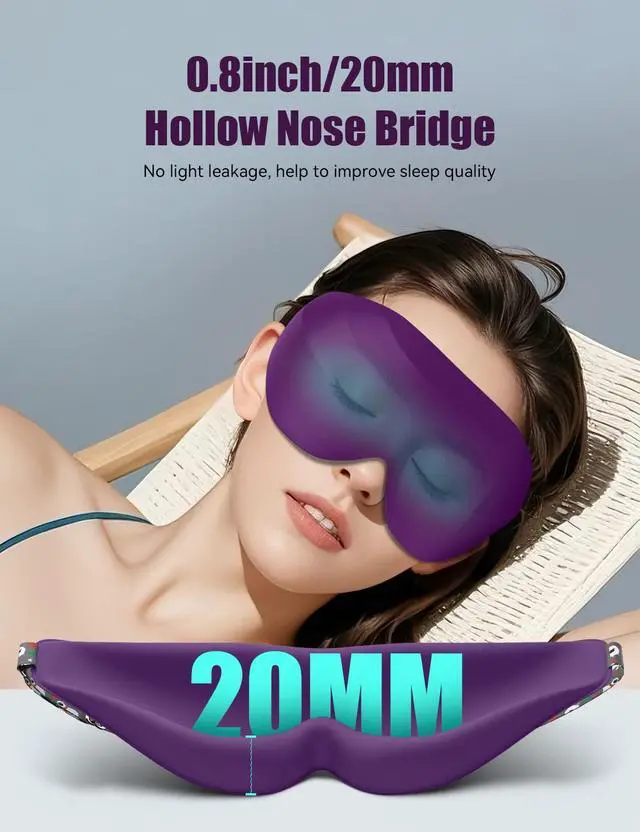 Alt view image 4 of 7 - Sleep Mask for Side Sleeper Women Men, EVA BELLE Eye Mask for Sleeping Light Blocking, 3D Sleeping Mask Blackout, Soft Breathable Eye Shade Cover with Adjustable Elastic Strap for Travel Home Nap Rest
