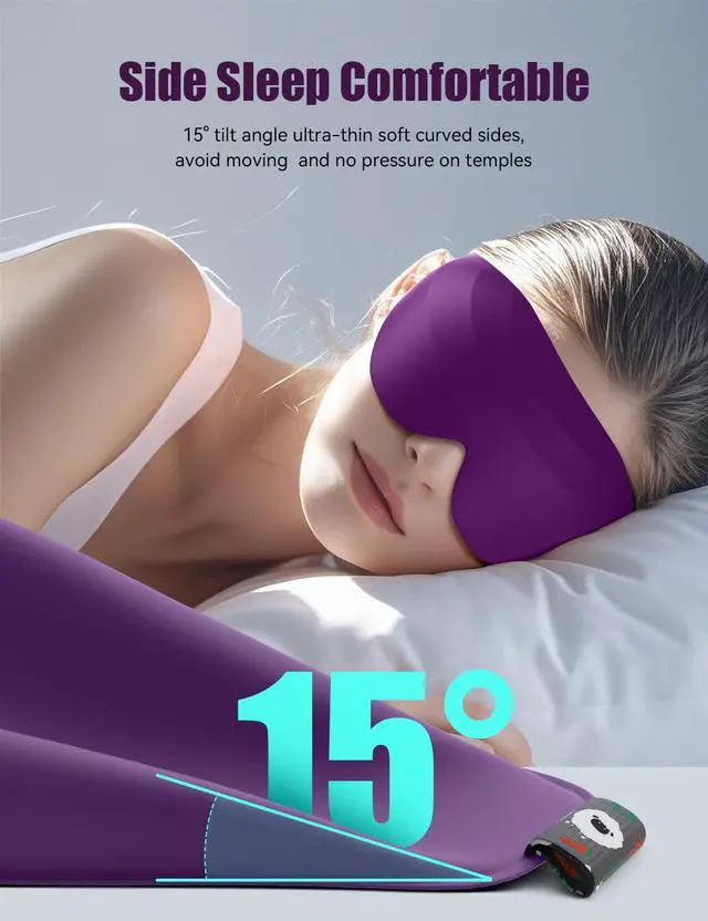 Alt view image 5 of 7 - Sleep Mask for Side Sleeper Women Men, EVA BELLE Eye Mask for Sleeping Light Blocking, 3D Sleeping Mask Blackout, Soft Breathable Eye Shade Cover with Adjustable Elastic Strap for Travel Home Nap Rest