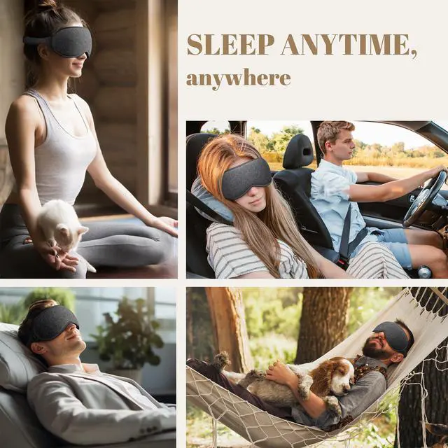 Alt view image 7 of 7 - Sleep Mask for Men Women - 100% Blackout Eye Masks for Sleep, Zero Pressure 3D Sleeping Mask, Adjustable Light Blocking Eye Cover Blindfold for Travel, Nap, Night Work, Office - Gray