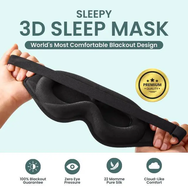 Alt view image 2 of 7 - 3D Sleep Mask, Contoured Eye Mask for Sleeping 100% Blackout, Zero Pressure, Adjustable Strap, Light Blocking Eye Cover for Side Sleepers & Back Sleepers, Travel, Men and Women