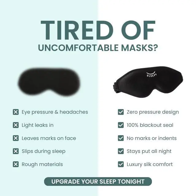 Alt view image 4 of 7 - 3D Sleep Mask, Contoured Eye Mask for Sleeping 100% Blackout, Zero Pressure, Adjustable Strap, Light Blocking Eye Cover for Side Sleepers & Back Sleepers, Travel, Men and Women