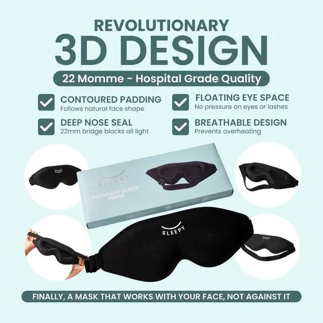 Alt view image 5 of 7 - 3D Sleep Mask, Contoured Eye Mask for Sleeping 100% Blackout, Zero Pressure, Adjustable Strap, Light Blocking Eye Cover for Side Sleepers & Back Sleepers, Travel, Men and Women
