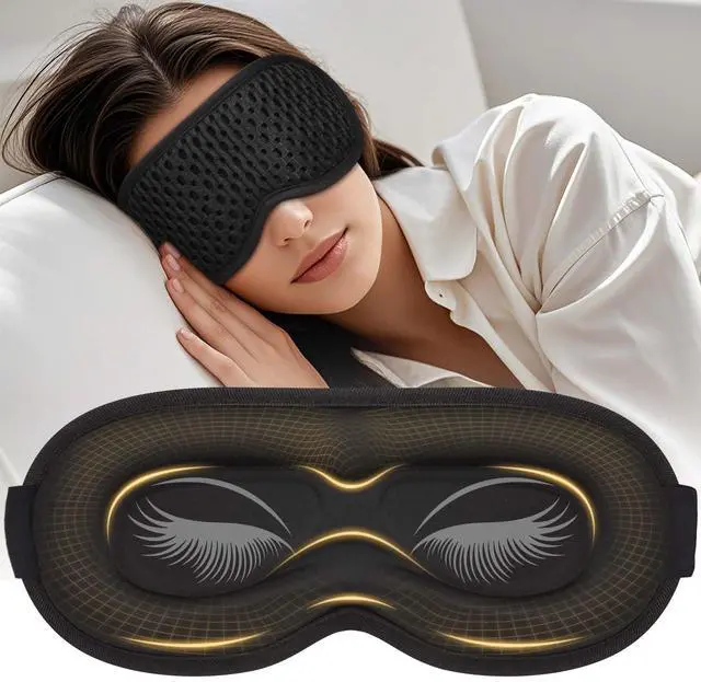 Main image of Sleep Eye Mask for Side Sleeper with Zero Eye Pressure and 100 Percent Light Blocking, Contoured 3D Design for Men and Women, Soft Low Rebound Memory Foam Eye Shade for Travel Naps and Night Shifts