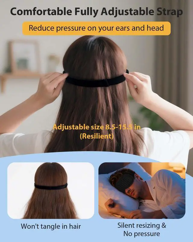 Alt view image 5 of 7 - Sleep Eye Mask for Side Sleeper with Zero Eye Pressure and 100 Percent Light Blocking, Contoured 3D Design for Men and Women, Soft Low Rebound Memory Foam Eye Shade for Travel Naps and Night Shifts