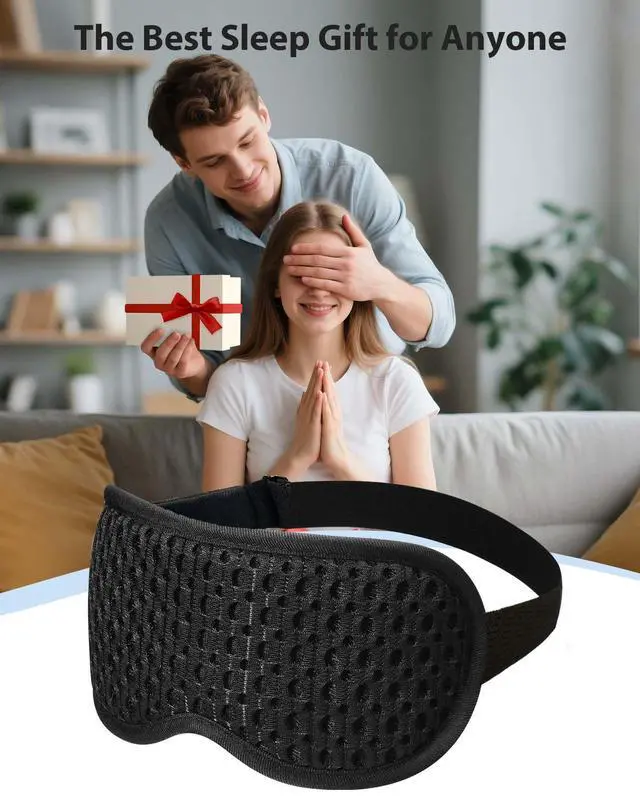 Alt view image 7 of 7 - Sleep Eye Mask for Side Sleeper with Zero Eye Pressure and 100 Percent Light Blocking, Contoured 3D Design for Men and Women, Soft Low Rebound Memory Foam Eye Shade for Travel Naps and Night Shifts