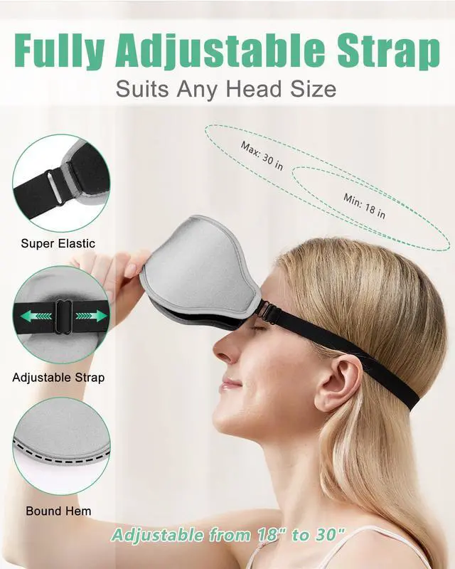 Alt view image 4 of 7 - Sleep Mask, 2 Pack 3D Contoured Sleeping Eye Masks for Lash Extensions, Night Molded Covers with Adjustable Strap, Memory Foam Eye Shade for Traveling Yoga Nap(Black & Grey)