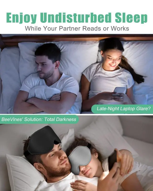 Alt view image 7 of 7 - Sleep Mask, 2 Pack 3D Contoured Sleeping Eye Masks for Lash Extensions, Night Molded Covers with Adjustable Strap, Memory Foam Eye Shade for Traveling Yoga Nap(Black & Grey)