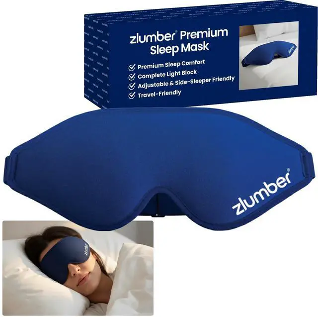 Main image of Premium Eye Sleep Mask for Men & Women - 100% Blackout 3D Contoured Night Eye Mask for Sleeping, Travel Eye Mask & Side Sleeper Mask, Zero Eye Pressure, Adjustable