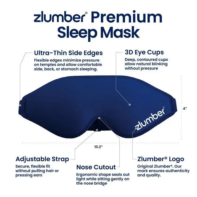 Alt view image 6 of 7 - Premium Eye Sleep Mask for Men & Women - 100% Blackout 3D Contoured Night Eye Mask for Sleeping, Travel Eye Mask & Side Sleeper Mask, Zero Eye Pressure, Adjustable