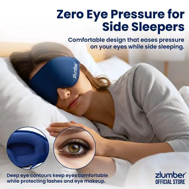 Alt view image 7 of 7 - Premium Eye Sleep Mask for Men & Women - 100% Blackout 3D Contoured Night Eye Mask for Sleeping, Travel Eye Mask & Side Sleeper Mask, Zero Eye Pressure, Adjustable