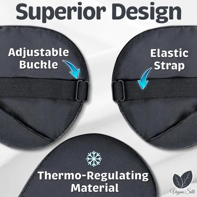 Alt view image 3 of 7 - Sleep Mask - Black, 100% Tencel Derived from Natural Wood Pulp - Lightweight Eye Mask with Adjustable Strap - Blackout Blindfold for Women & Men - Comfortable Light Blocking Eye Cover