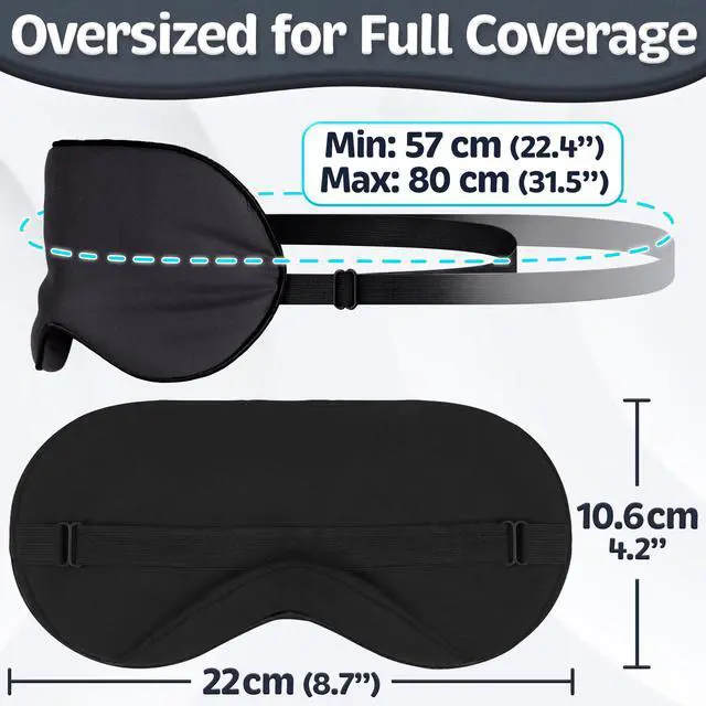 Alt view image 4 of 7 - Sleep Mask - Black, 100% Tencel Derived from Natural Wood Pulp - Lightweight Eye Mask with Adjustable Strap - Blackout Blindfold for Women & Men - Comfortable Light Blocking Eye Cover