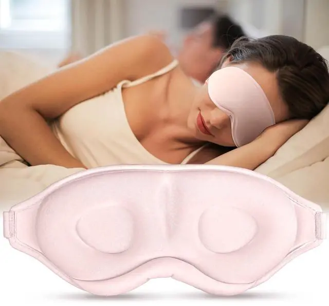 Main image of Sleep Mask for Side Sleeper Women Men, Light Blocking Eye Mask for Sleeping, 3D Contoured Cup Sleeping Mask for Zero Eye Pressure, with Adjustable Elastic Strap for Sleep Travel, Pink
