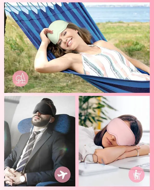 Alt view image 6 of 7 - Sleep Mask for Side Sleeper Women Men, Light Blocking Eye Mask for Sleeping, 3D Contoured Cup Sleeping Mask for Zero Eye Pressure, with Adjustable Elastic Strap for Sleep Travel, Pink