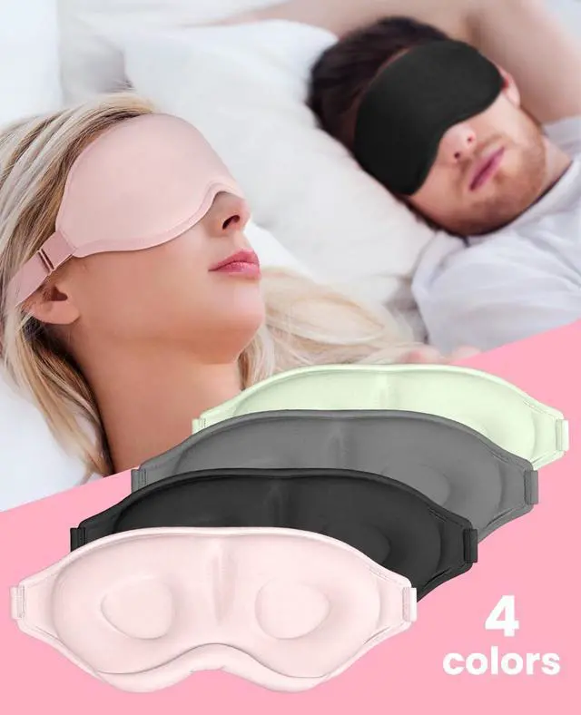 Alt view image 7 of 7 - Sleep Mask for Side Sleeper Women Men, Light Blocking Eye Mask for Sleeping, 3D Contoured Cup Sleeping Mask for Zero Eye Pressure, with Adjustable Elastic Strap for Sleep Travel, Pink