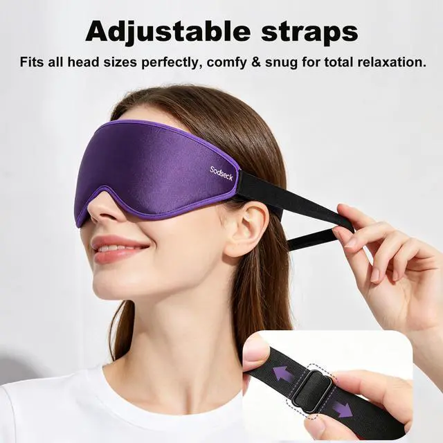 Alt view image 7 of 7 - 3D Contoured Sleep Eye Mask, Zero Eye Pressure Light Blocking Sleeping Mask, Night Blindfold with Adjustable Strap, Ultra Comfort Eye Shade Cover for Side Sleeper Men Women, Travel (Black)